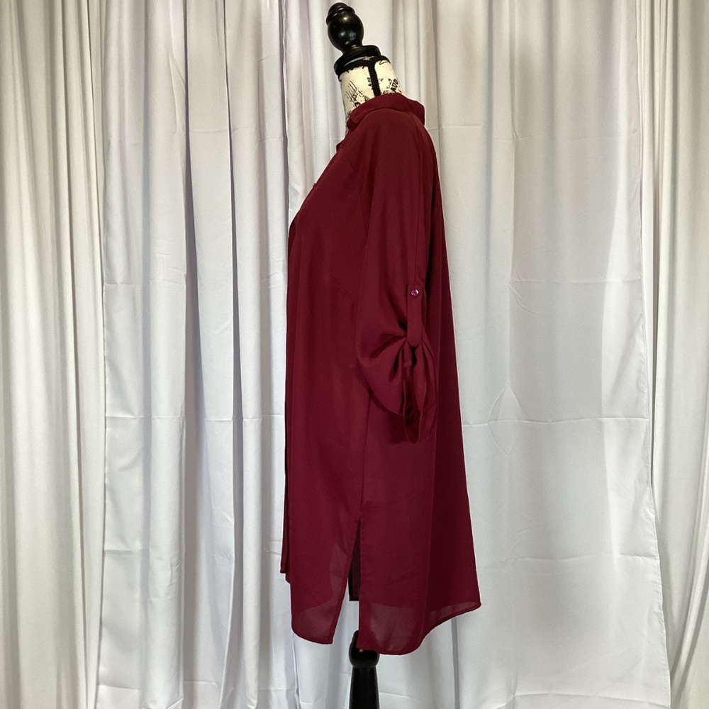 1544. Alfani Berry Tunic Button-Up NWT Size Large - Picture 4 of 5